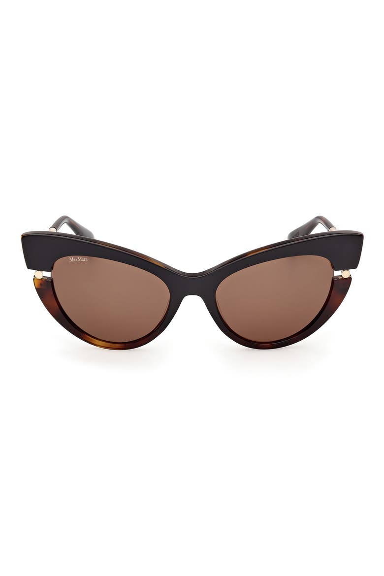 56mm Cat Eye Sunglasses, Main, color, BLACK HAVANA PALE GOLD / BROWN