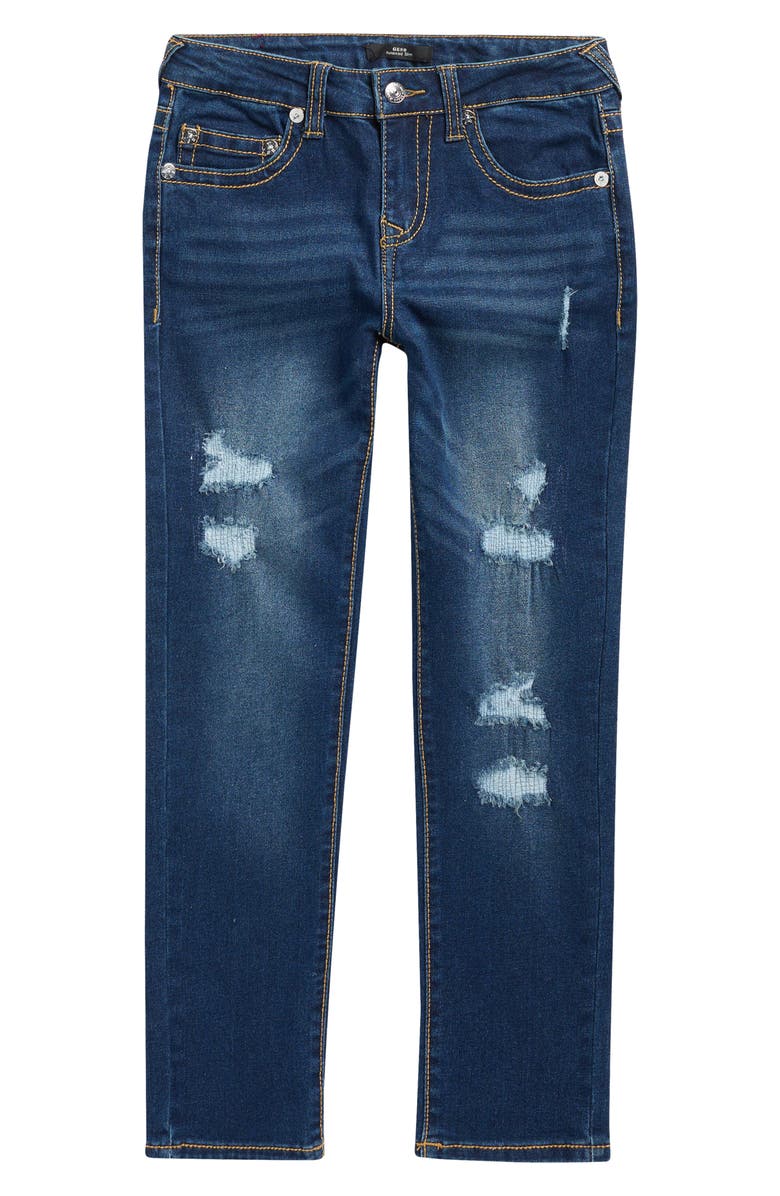 True Religion Kids' Tear & Repair Jeans, Main, color, Dark Blue
