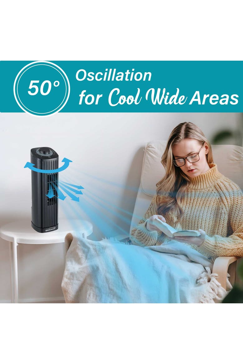 14 Inch 3-Speed Oscillating Portable Tower in Black, Alternate, color, Black