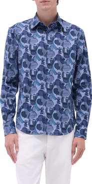 Bugatchi Julian Shaped Fit Stretch Cotton Button-Up Shirt