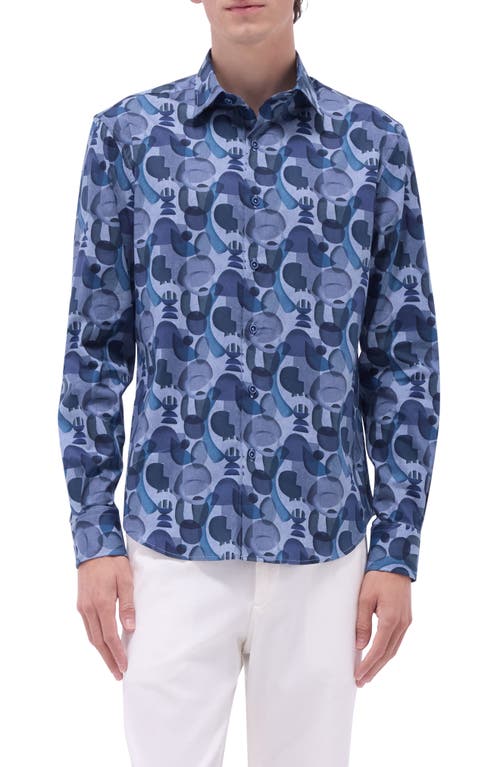 Bugatchi Julian Shaped Fit Stretch Cotton Button-up Shirt In Cobalt