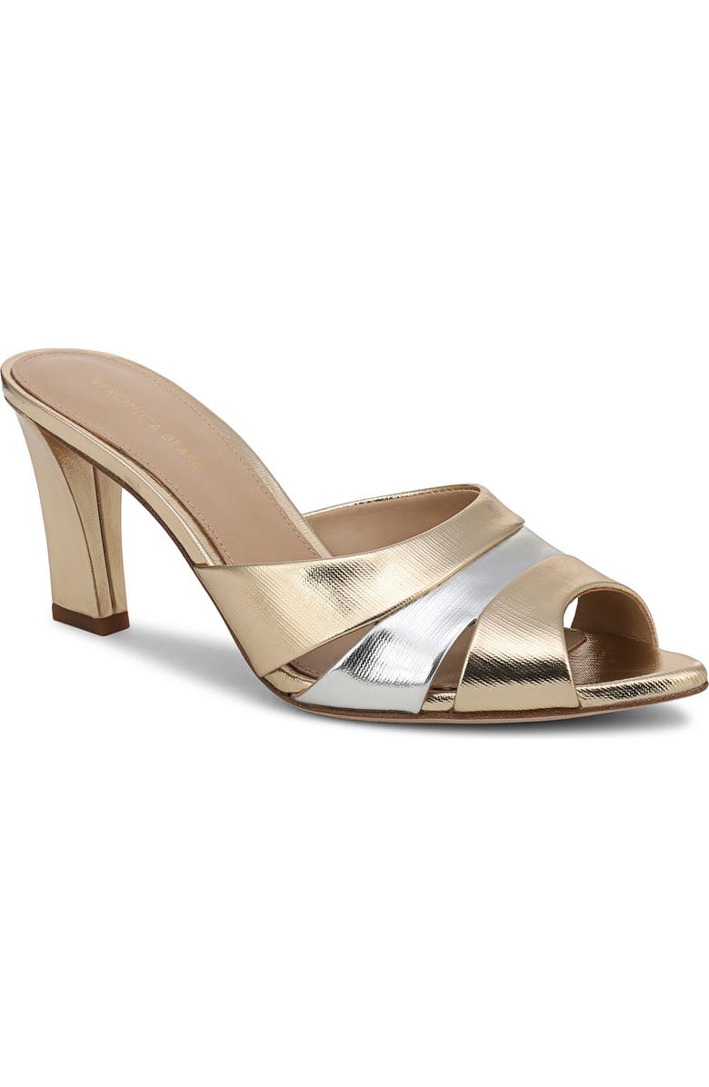 Veronica Beard Cassiel Pointed Toe Slide Sandal, Main, color, Gold/ Silver