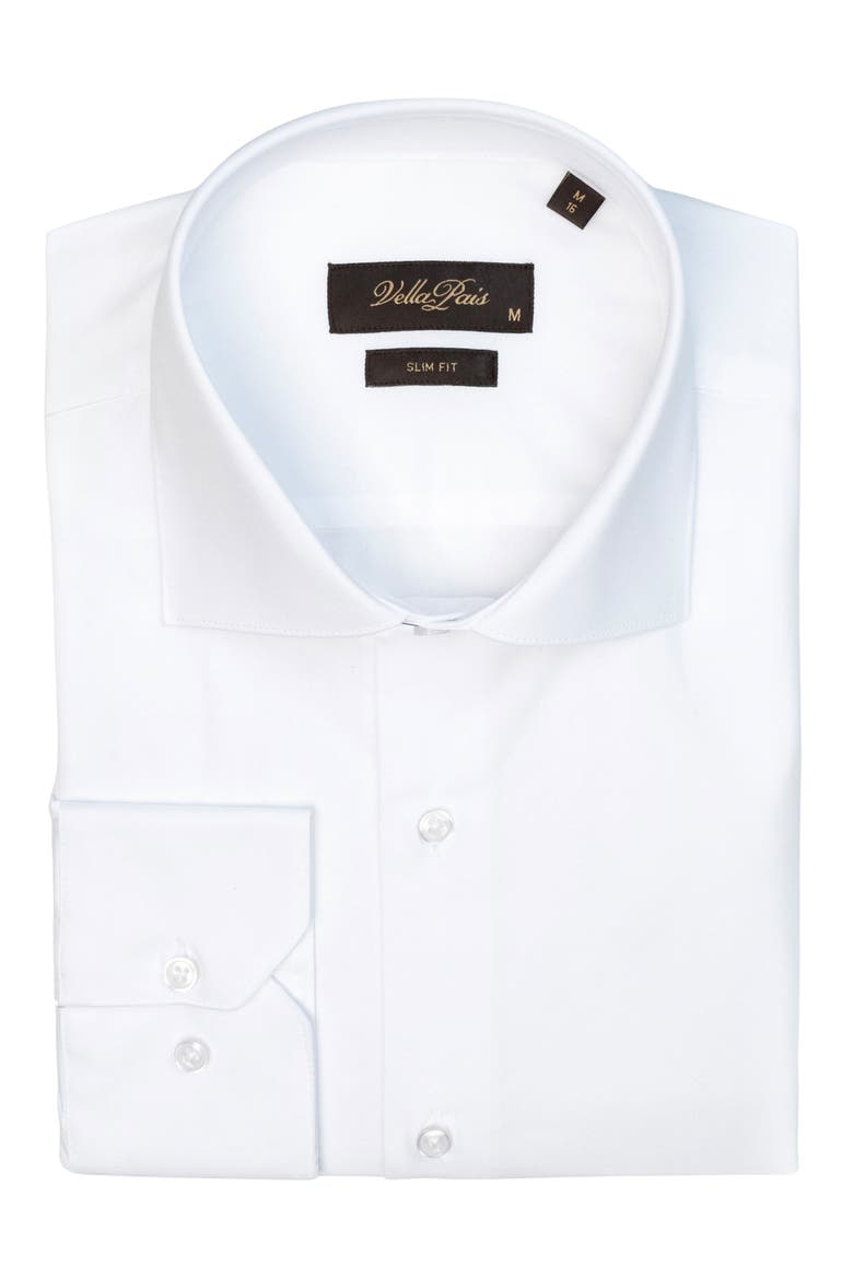 Bolton Slim Fit Cotton Dress Shirt, Alternate, color, WHITE
