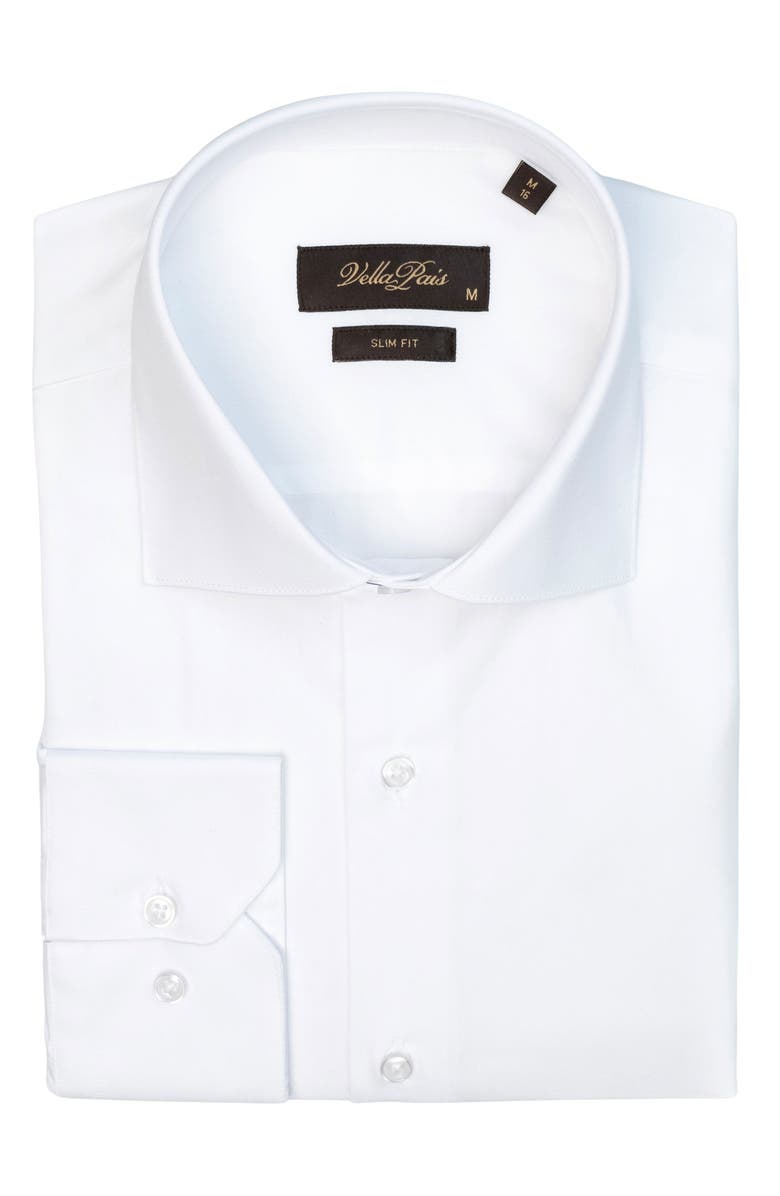 VELLAPAIS Bolton Slim Fit Cotton Dress Shirt, Alternate, color, White