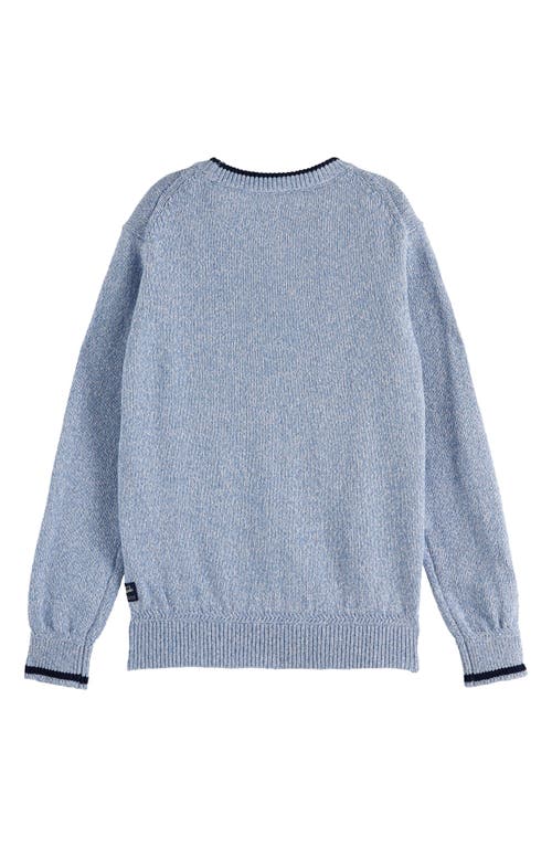 Scotch & Soda Kids' Mélange Cotton Crewneck Sweater In Blue