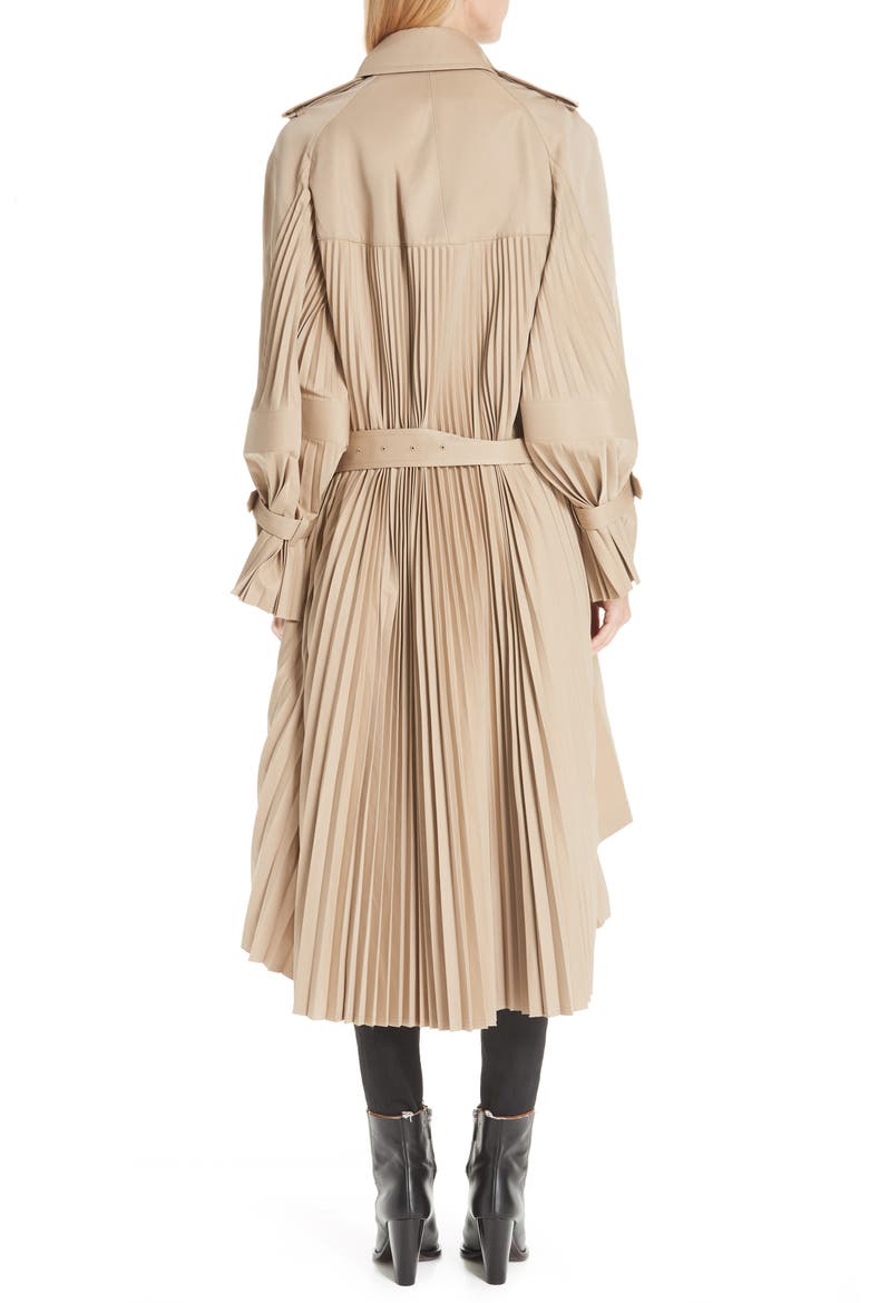 Pleated Trench Coat, Alternate, color, BEIGE