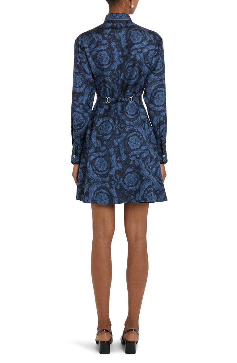 Versace Barocco Print Medusa Belted Long Sleeve Silk Shirtdress, Alternate, color, 