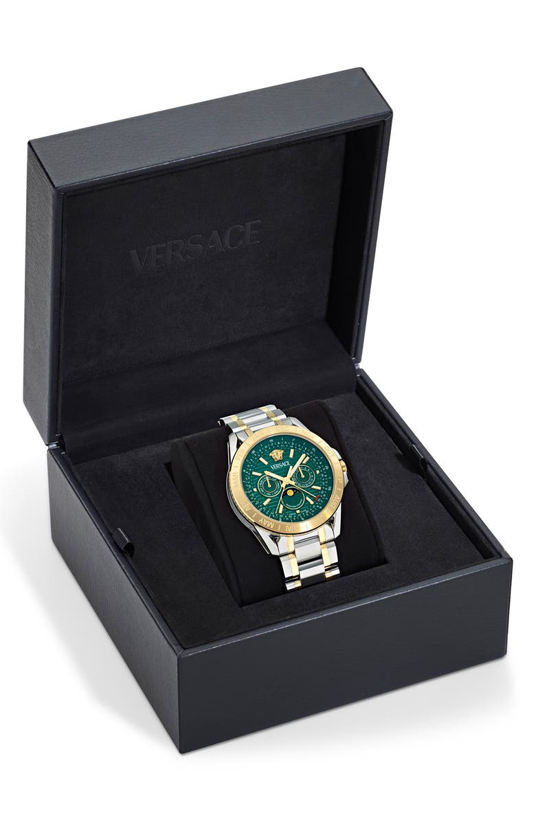 Versace V-Galaxy Moonphase Two-Tone Bracelet Watch, 43mm, Alternate, color, Two Tone