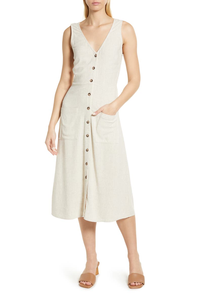 Button-Up Tank Midi Dress, Main, color, IVORY BIRCH