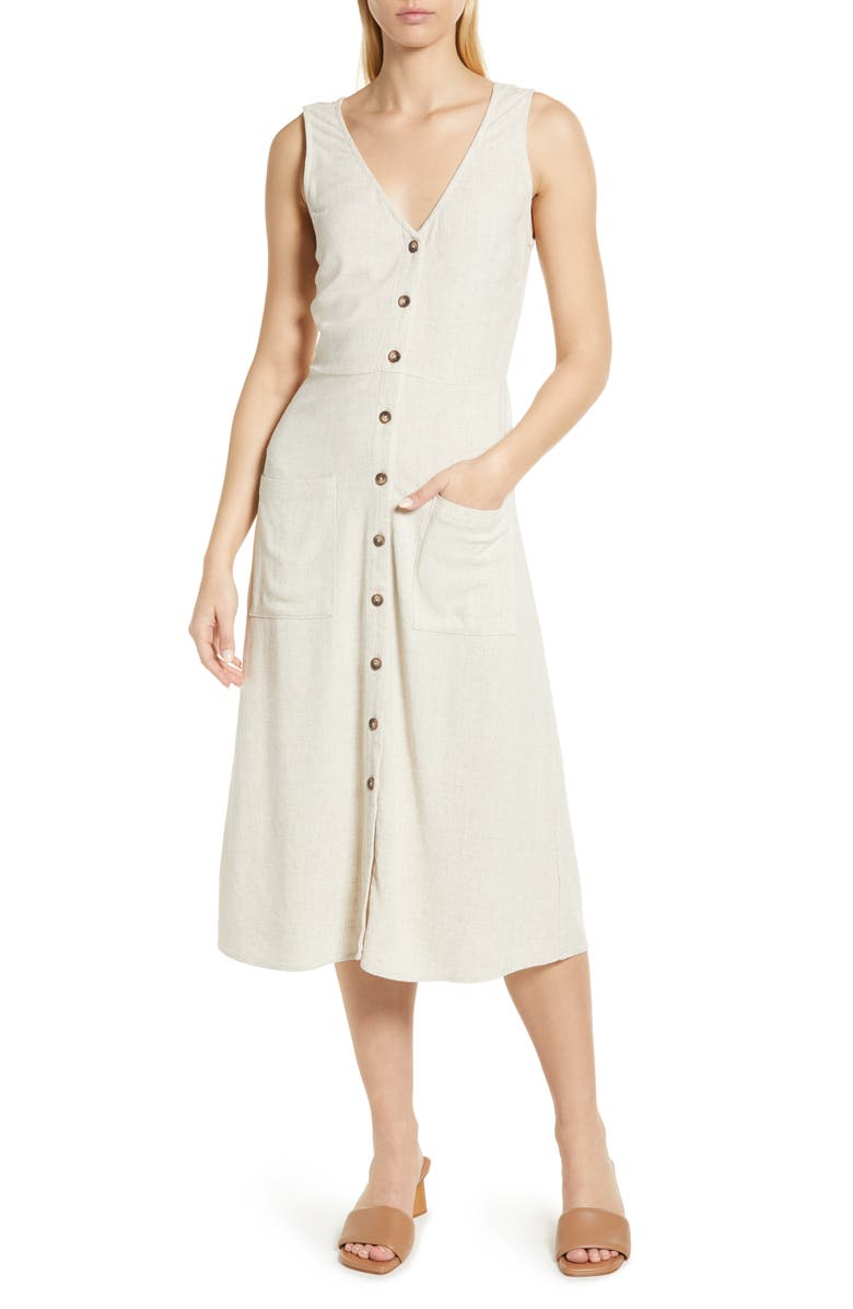 Caslon<sup>®</sup> Button-Up Tank Midi Dress, Main, color,