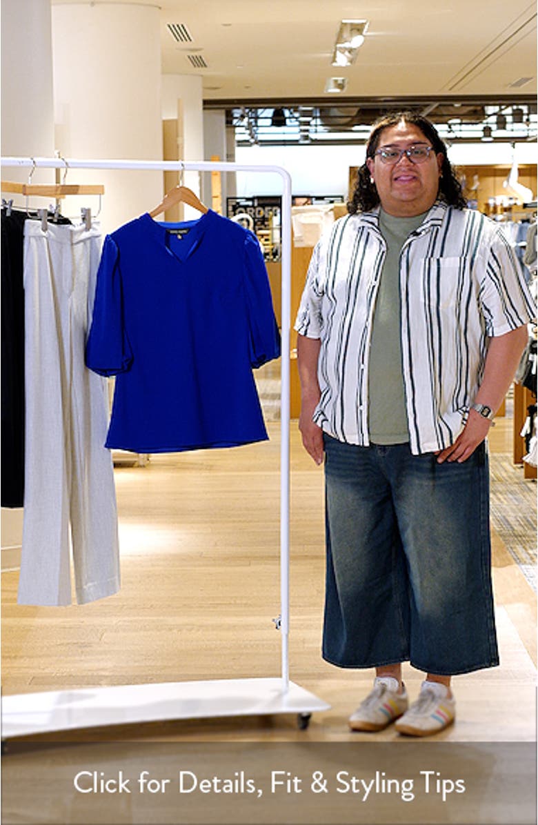 Deco Puff Sleeve Stretch Crepe Top, sales video thumbnail