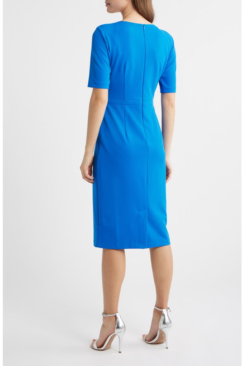 Bow Front Sheath Dress, Alternate, color, COOL COBALT