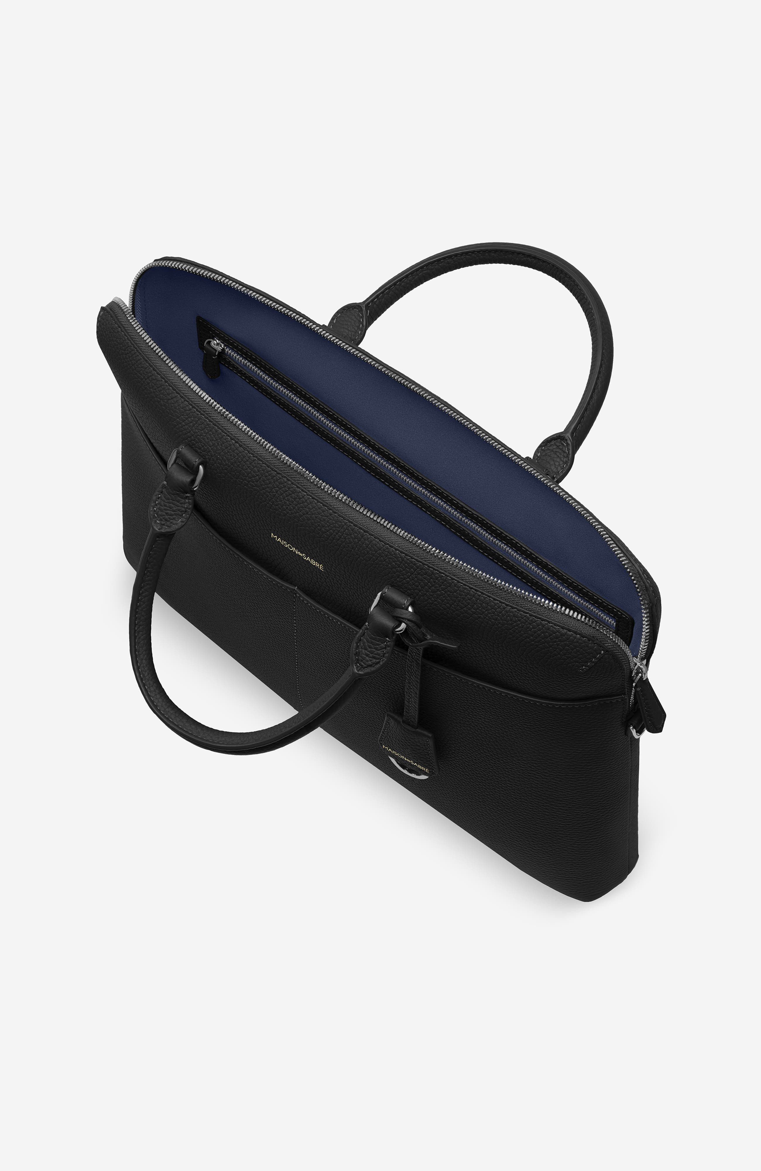 MAISON de SABRÉ Leather Laptop Bag, Alternate, color, Black Caviar