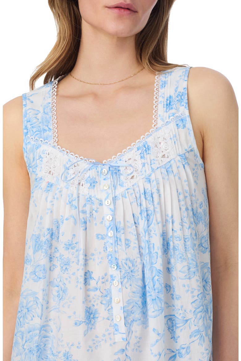 Sleeveless Cotton Lawn Ballet Nightgown, Alternate, color, WHITE/ BLUE FLOWER