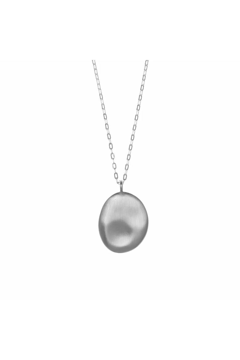 Worry Stone Pendant Necklace by Leesa Storfer, Alternate, color, Silver-Plated