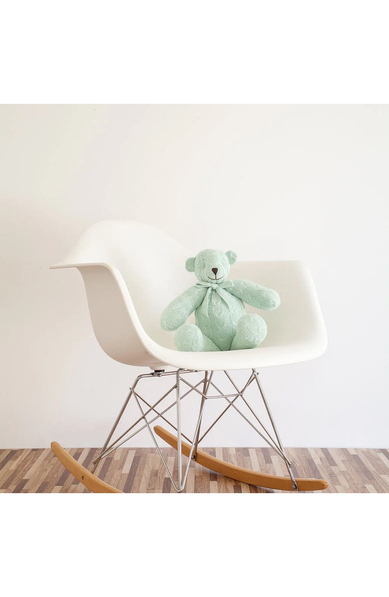 RIAN TRICOT Plush Cable Knit Teddy Bear, Alternate, color, Mint