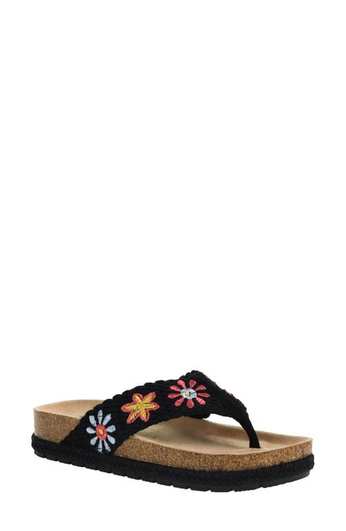 Dirty Laundry Tigerlily Embroidered Platform Flip Flop In Black Multi