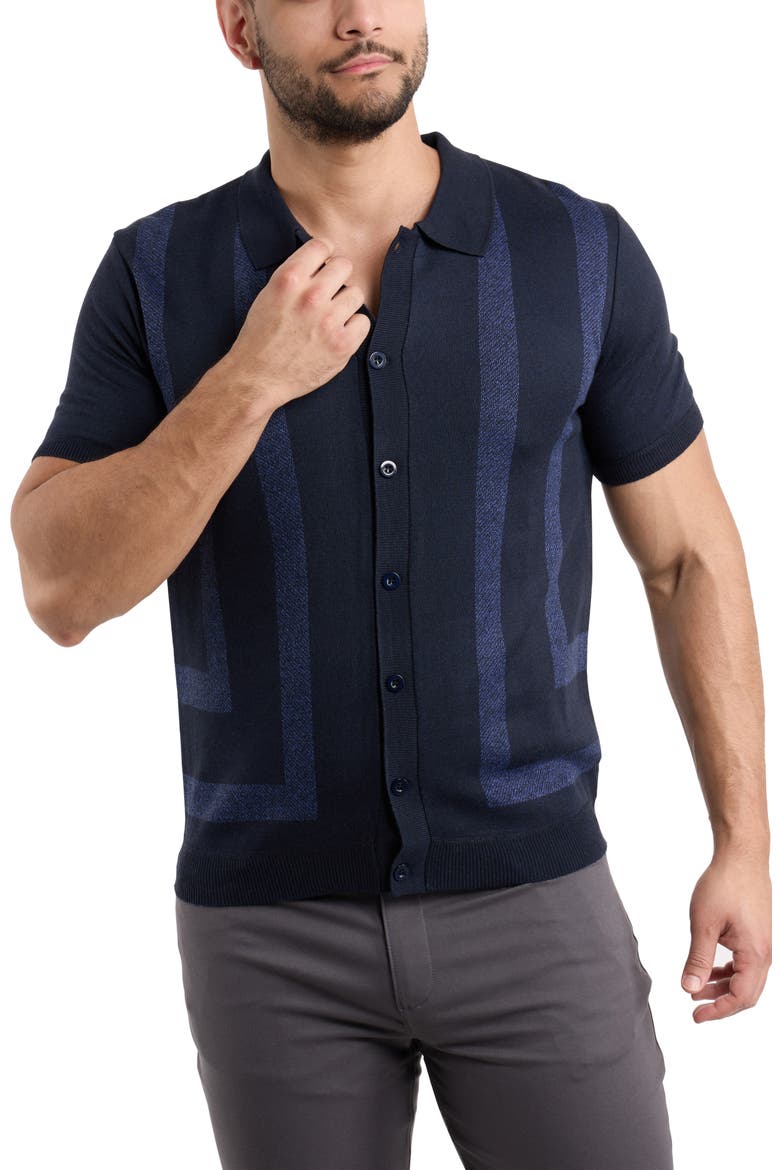 Stripe Polo Sweater, Alternate, color, NAVY