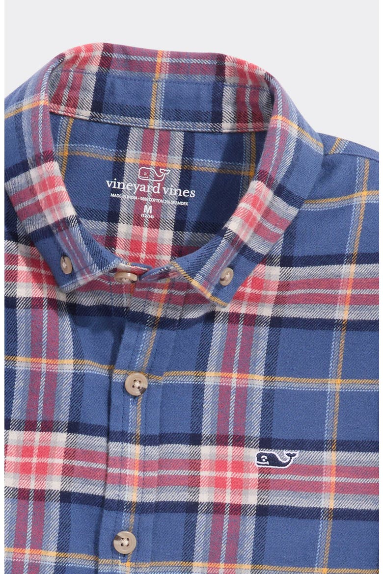 Kids' Plaid Cotton Flannel Button-Down Shirt, Alternate, color, MOONSHINE PLAID