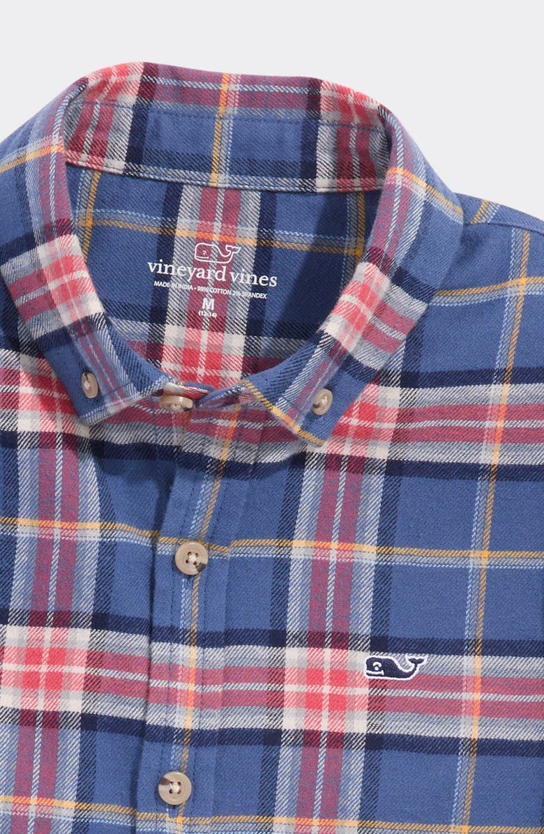 vineyard vines Kids' Plaid Cotton Flannel Button-Down Shirt, Alternate, color, Moonshine Plaid