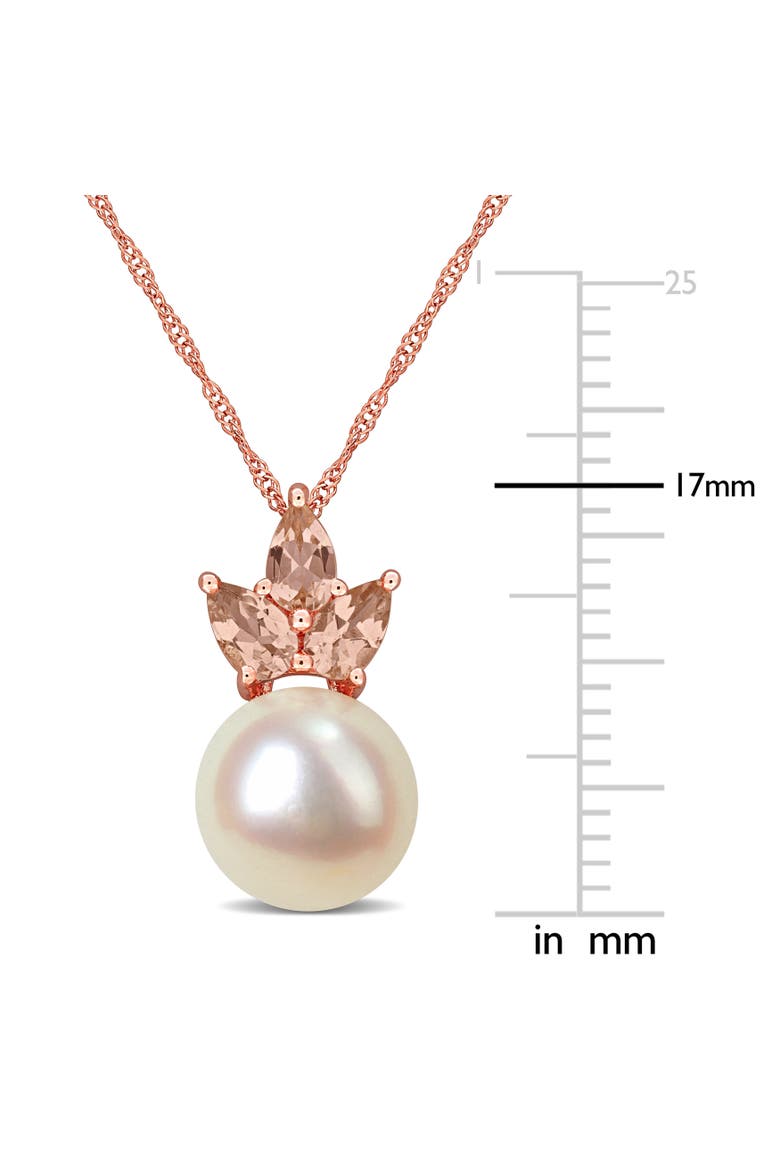 Cultured Pearl & Morganite Pendant Necklace 14k, Alternate, color, Rose Gold