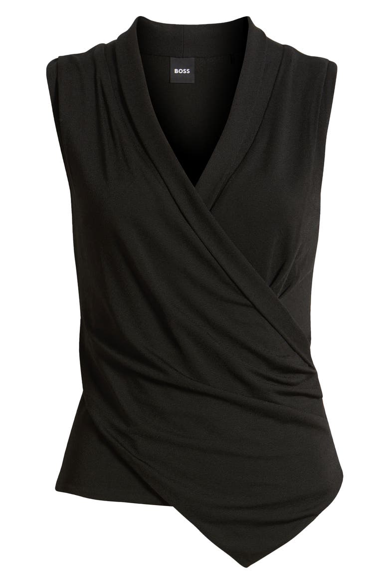 Euna Sleeveless Faux Wrap Top, Alternate, color, BLK