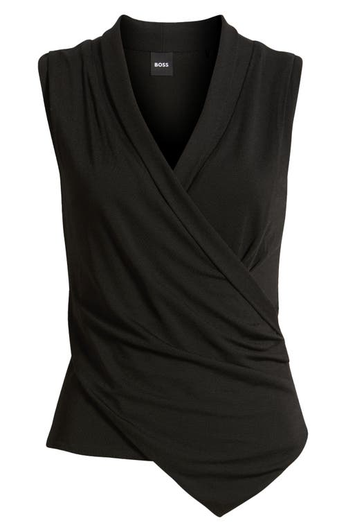 Hugo Boss Sleeveless Wrap-front Top In Stretch Crepe In Black