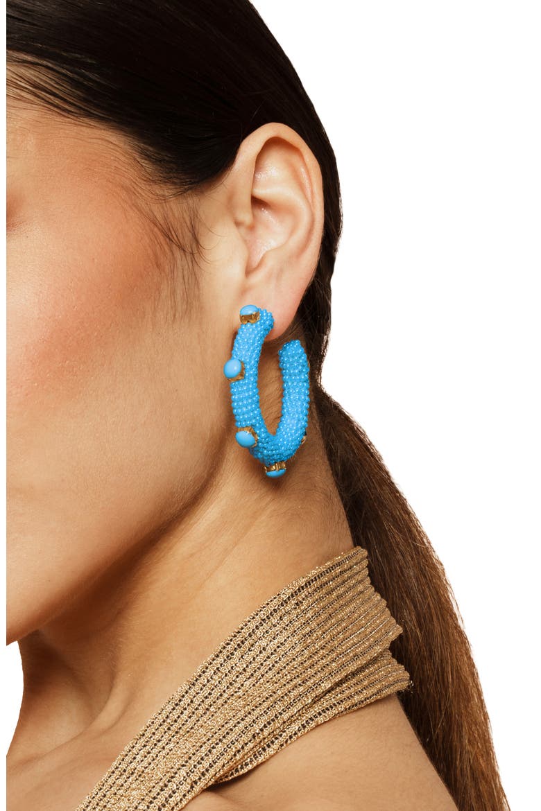 Hayes Beaded Hoop Earrings, Alternate, color, TURQUOISE