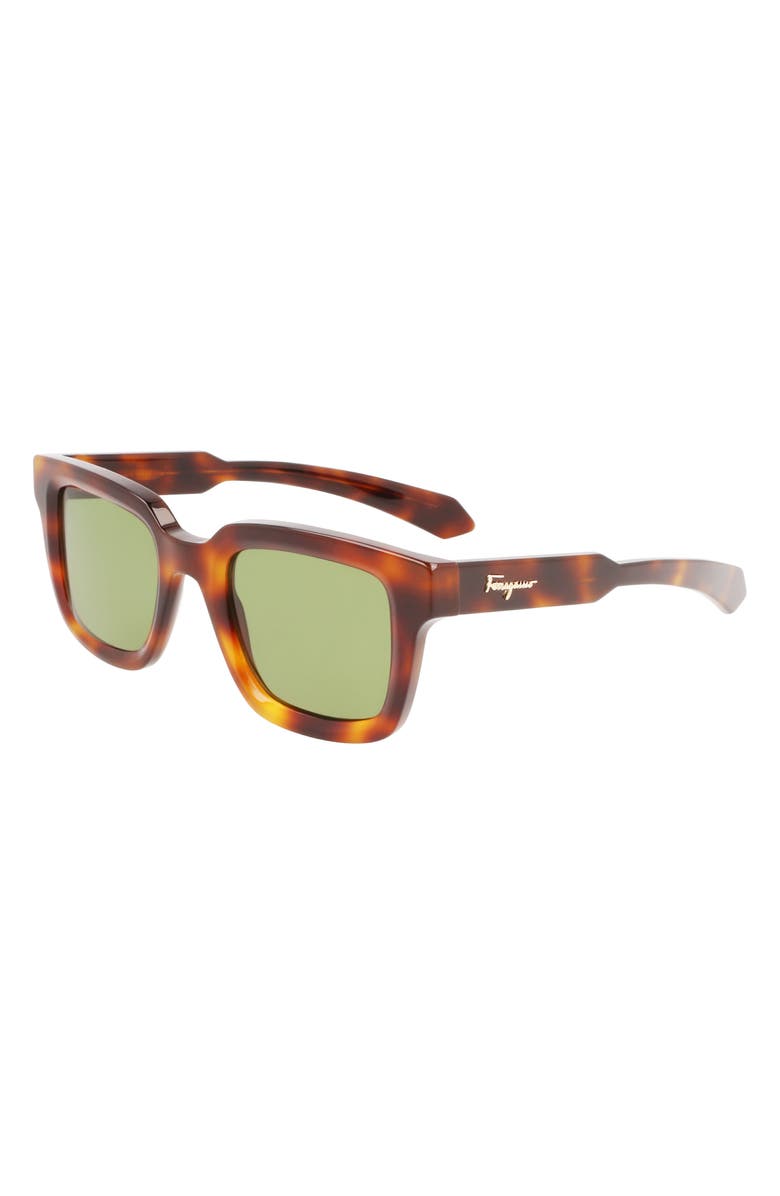 FERRAGAMO 48mm Small Rectangular Sunglasses, Alternate, color, Tortoise