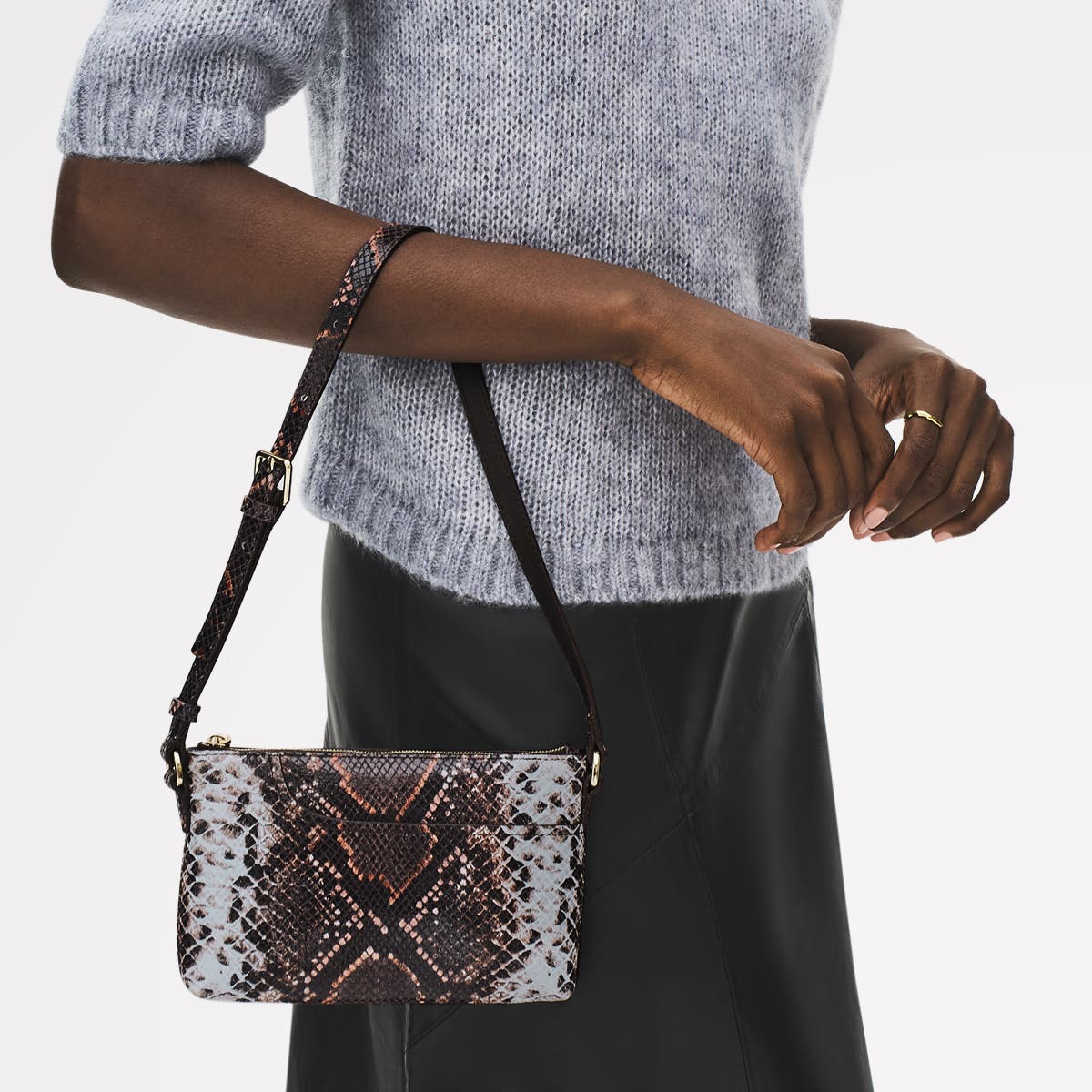 Radley Pockets - Faux Snake Mini Ziptop Shoulder Bag, Alternate, color, Carmine