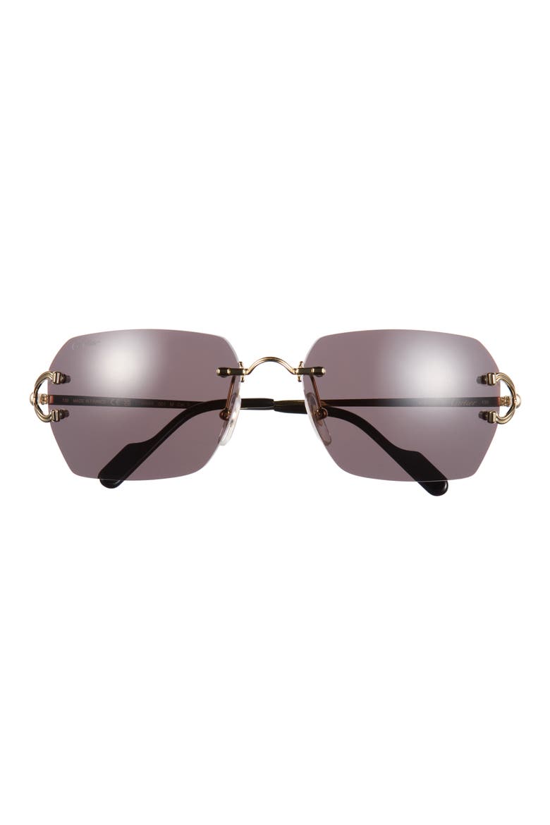 59mm Frameless Rectangular Sunglasses, Main, color, GOLD