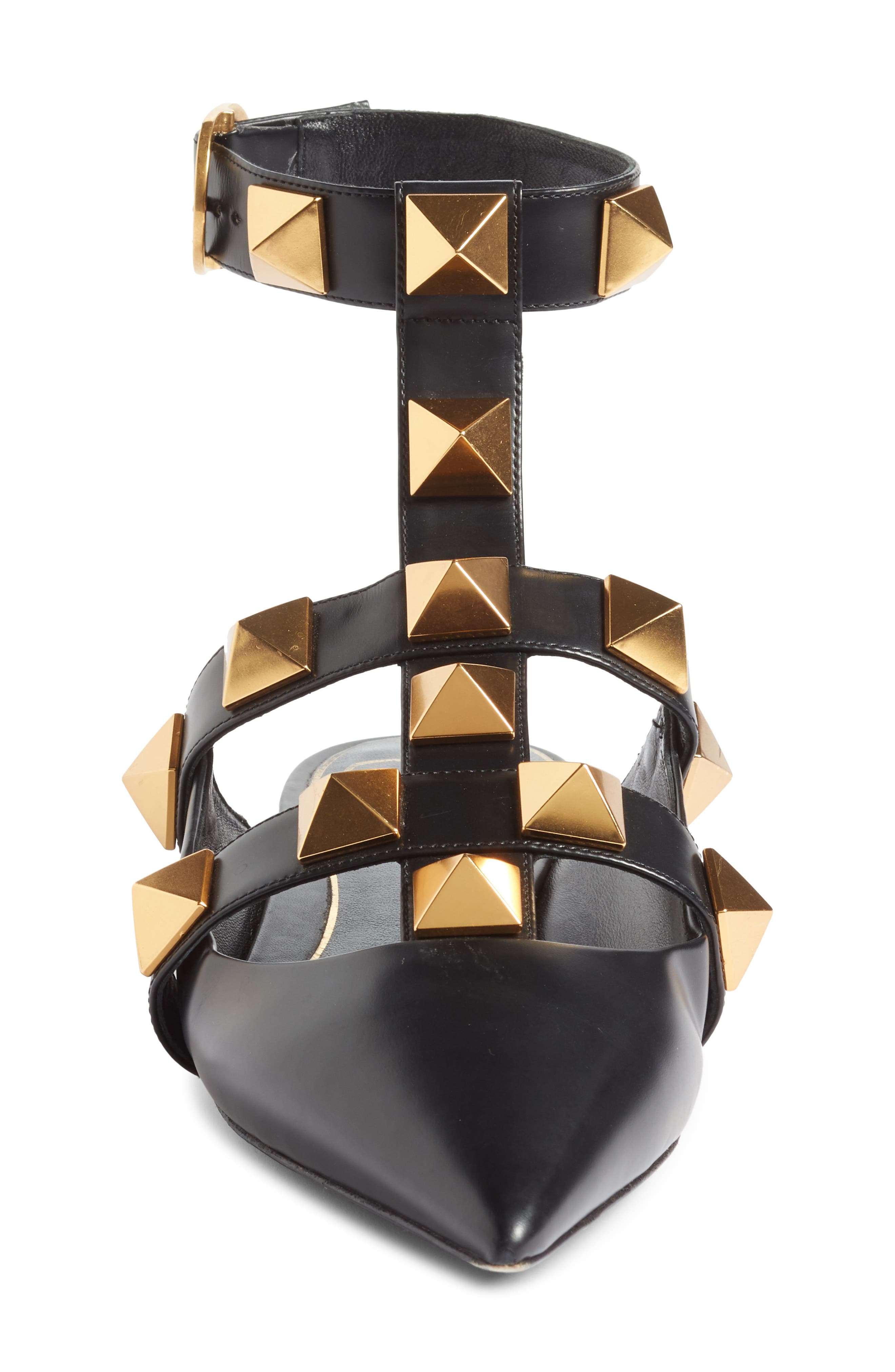 Valentino Garavani Valentino Roman Stud Ankle Strap Flat, Alternate, color, 