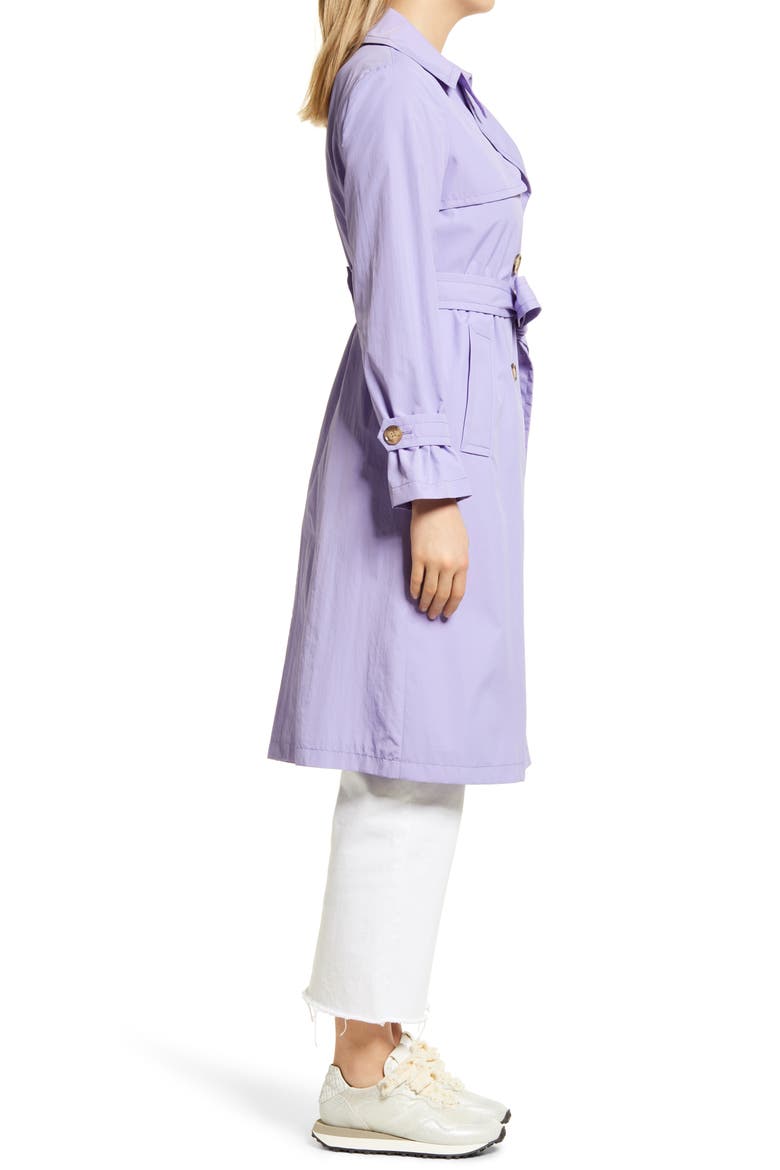 Double Breasted Nylon Trench Coat, Alternate, color, LAVENDER
