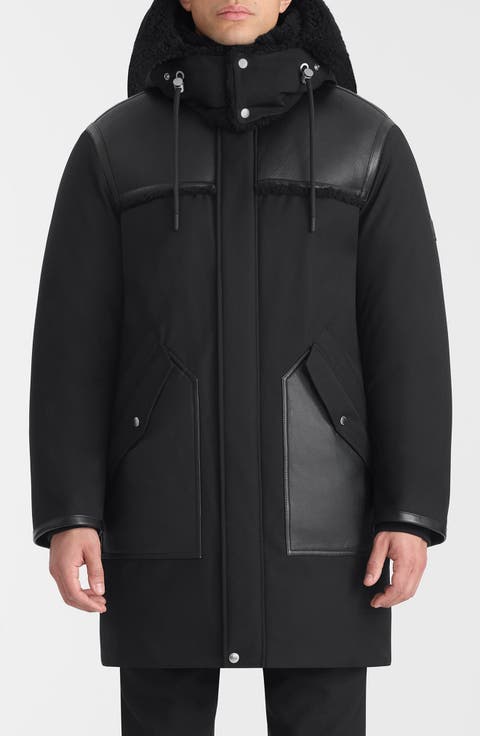 Bear Down and Feather Fill Insulated Parka with Genuine Shearling Trim