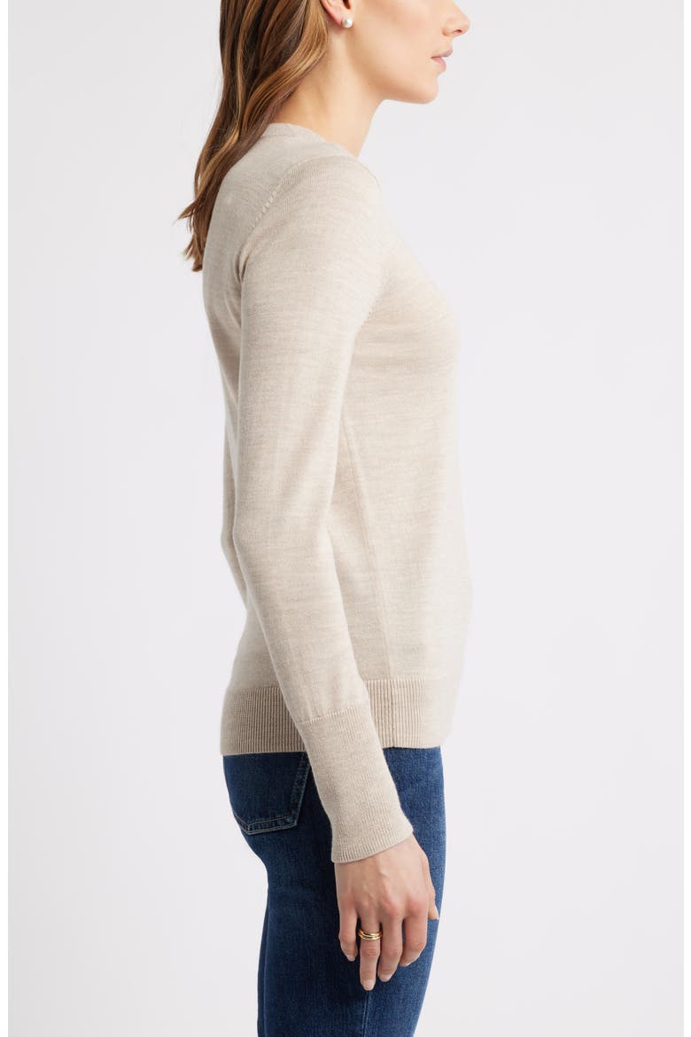 Merino Wool Blend Crewneck Sweater, Alternate, color, TAN DOESKIN HEATHER