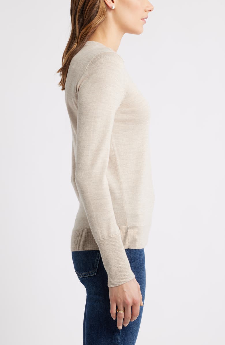 Caslon<sup>®</sup> Merino Wool Blend Crewneck Sweater, Alternate, color, Tan Doeskin Heather
