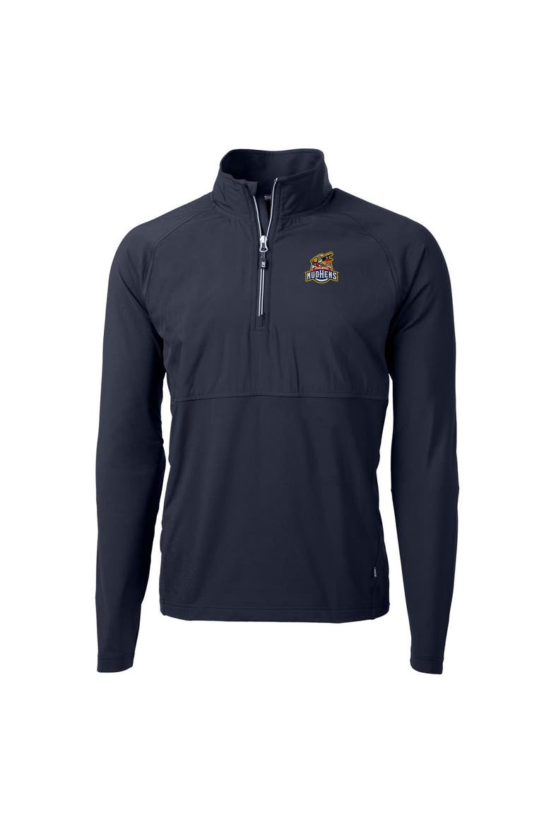 Men's Cutter & Buck  Navy Toledo Mud Hens Adapt Eco Knit Hybrid Recycled Quarter-Zip Top, Alternate, color, Navy