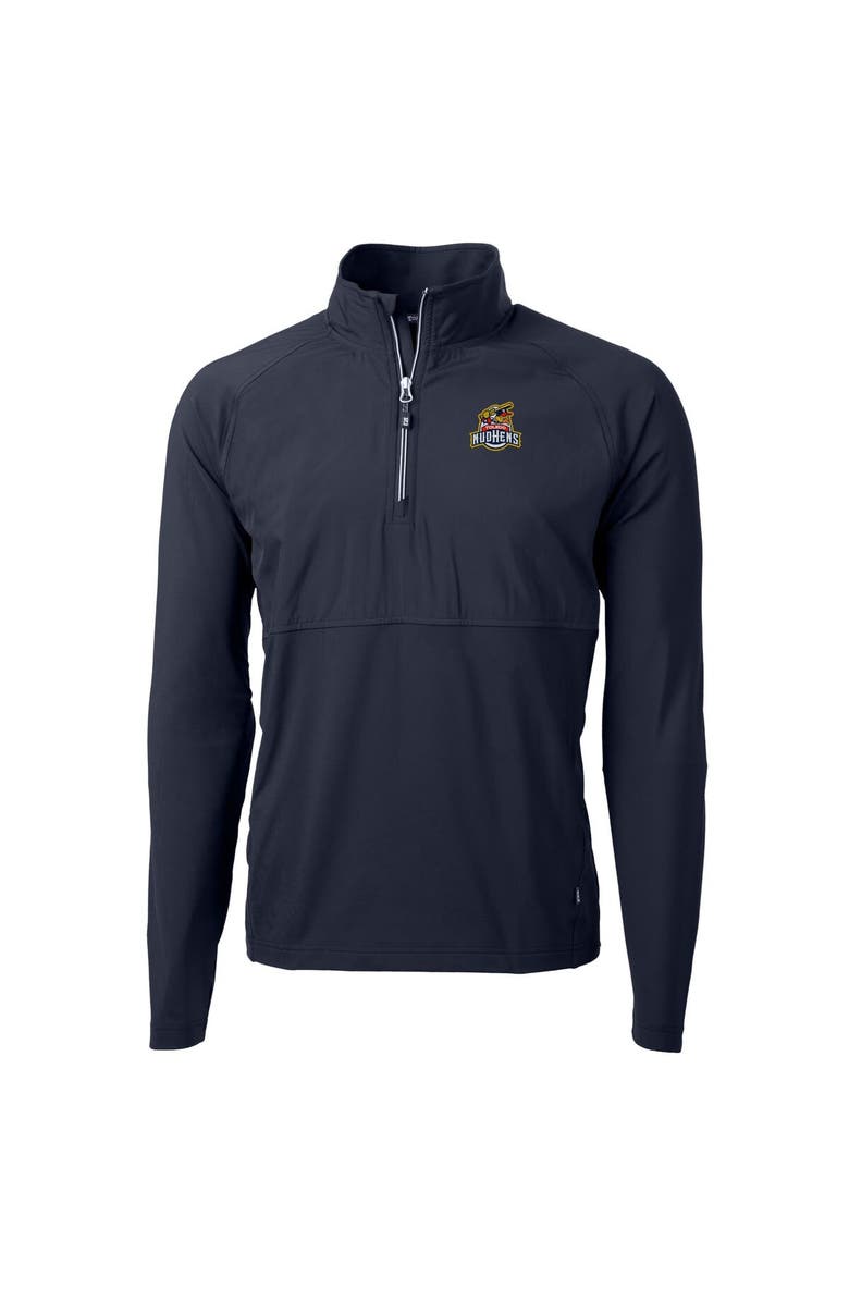 Cutter & Buck Men's Cutter & Buck Navy Toledo Mud Hens Adapt Eco Knit Hybrid Recycled Quarter-Zip Top, Alternate, color, Navy