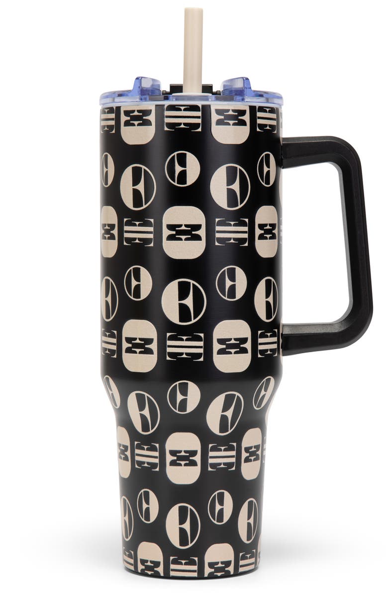 ELLE 40oz Parisian Double Walled Insulated Stainless Steel Tumbler, Main, color, Beige Monogram