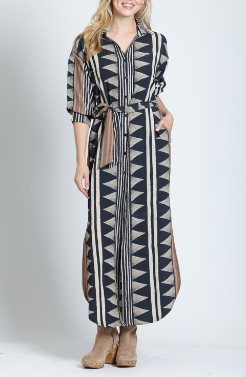 Belted Puff Sleeve Maxi Dress