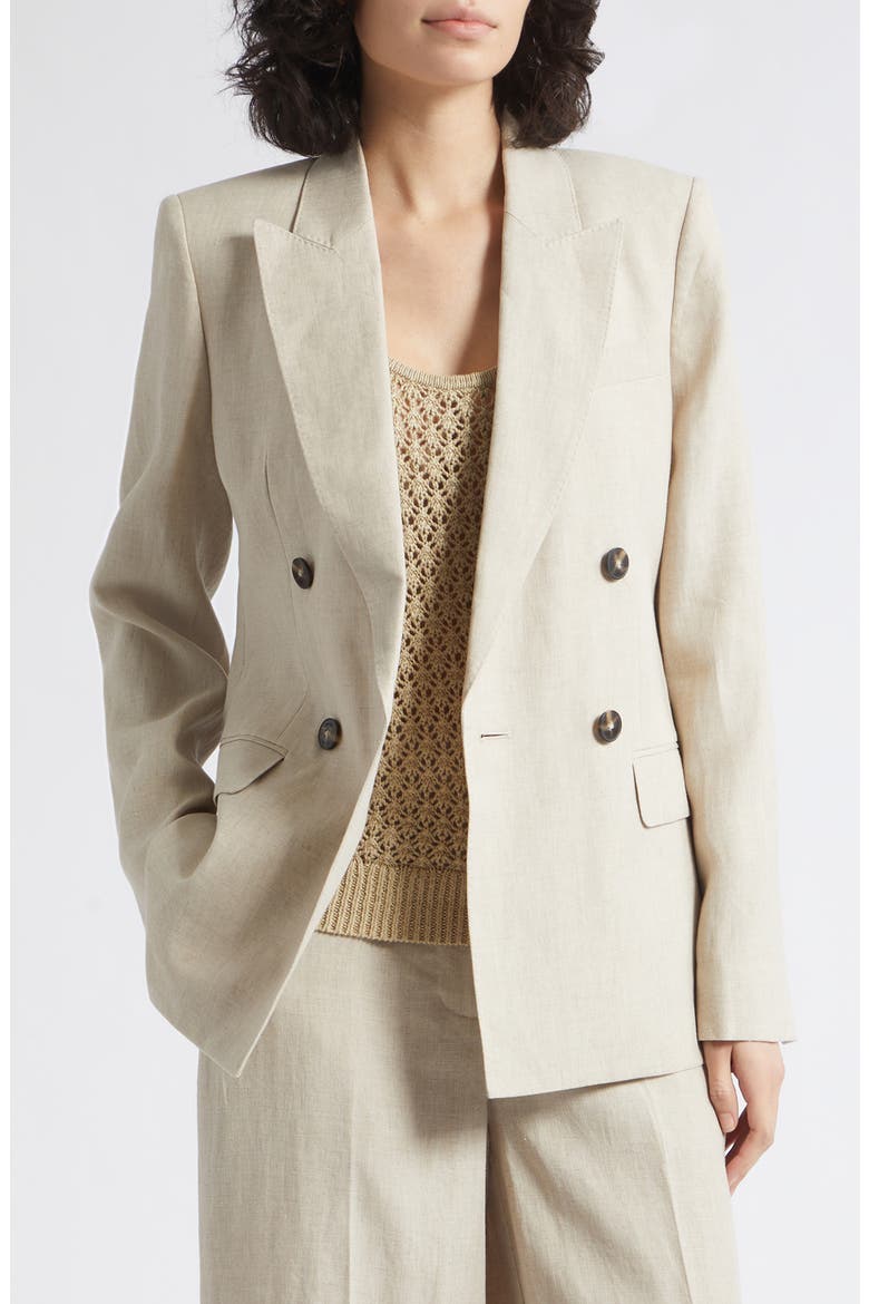 Kit Double Breasted Linen Blazer, Main, color, NEUTRAL