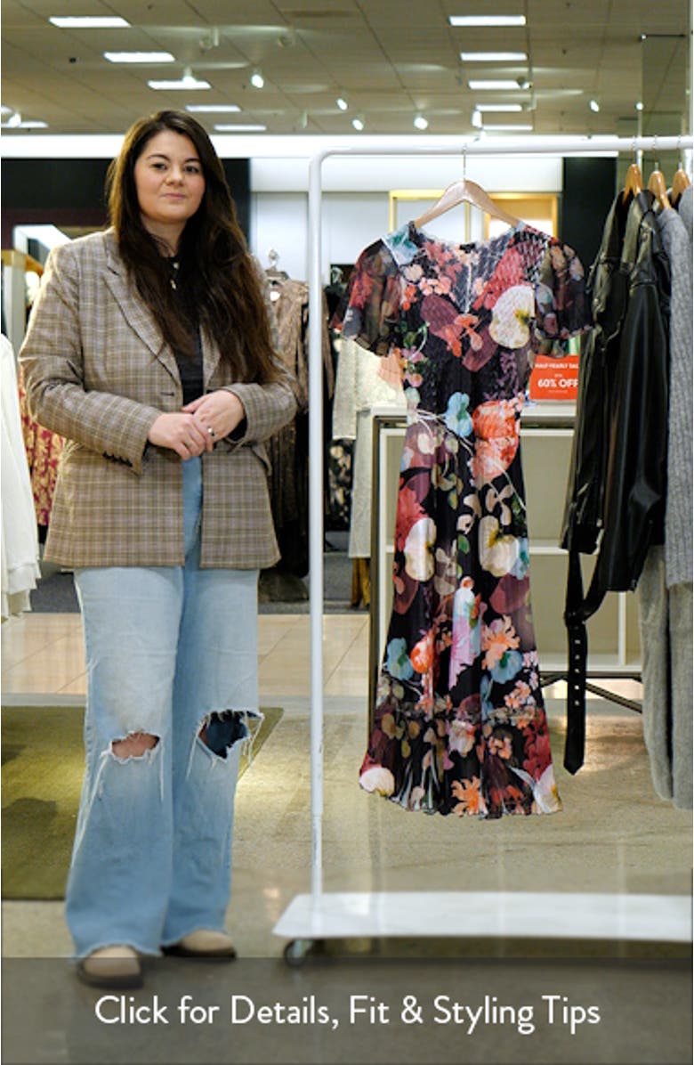 Flutter Sleeve Charmeuse & Chiffon Midi Dress, sales video thumbnail