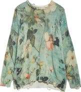 R13 Ripped Floral Oversize Cotton Sweater