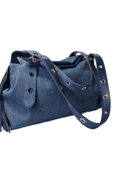 Maje Denim Miss M Xl Bag In Blue Jean