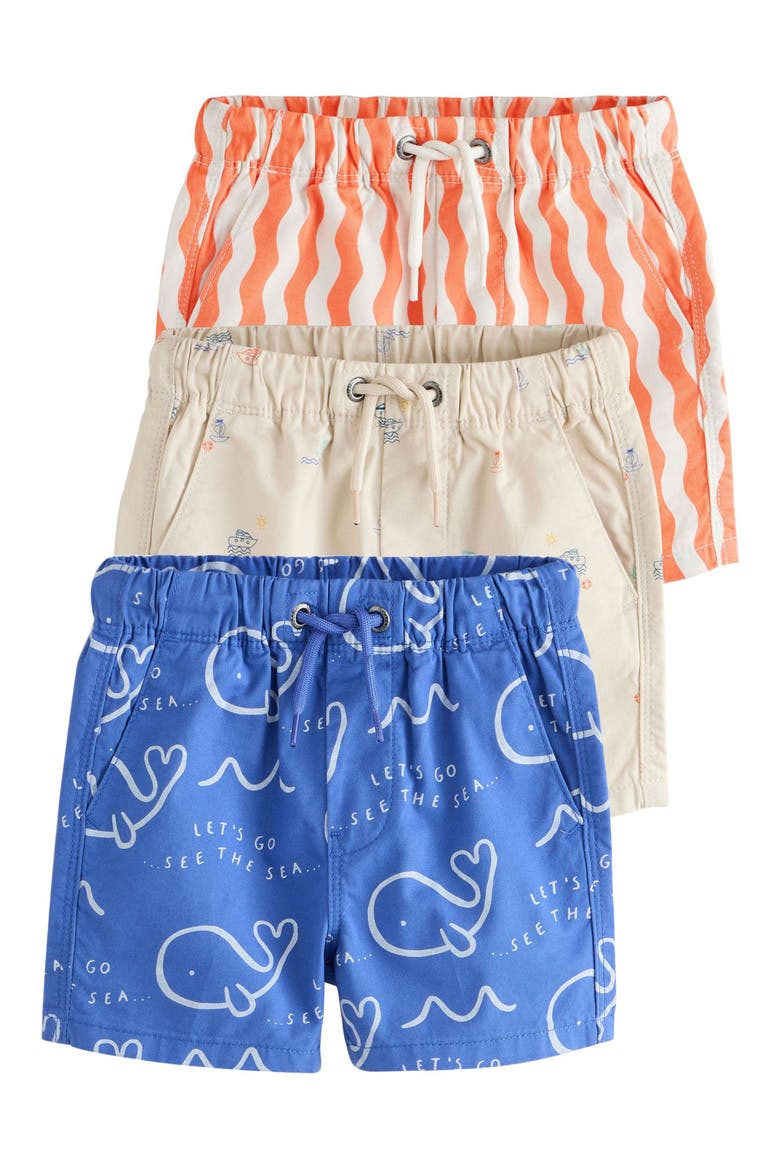 Kids' 3-Pack Drawstring Cotton Shorts, Main, color, BLUE