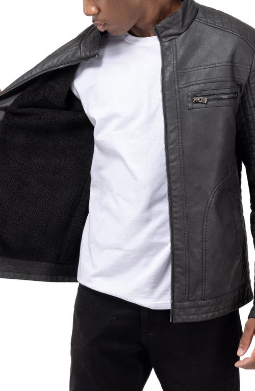 X-ray Xray Faux Shearling Lined Faux Leather Racing Jacket In Steel