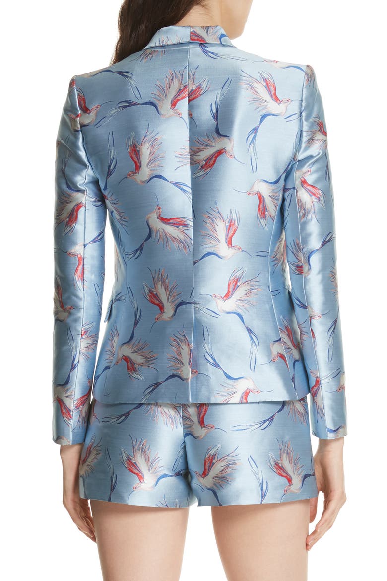 Macey Bird Print Jacket, Alternate, color, DUSTY AQUA/ MULTI