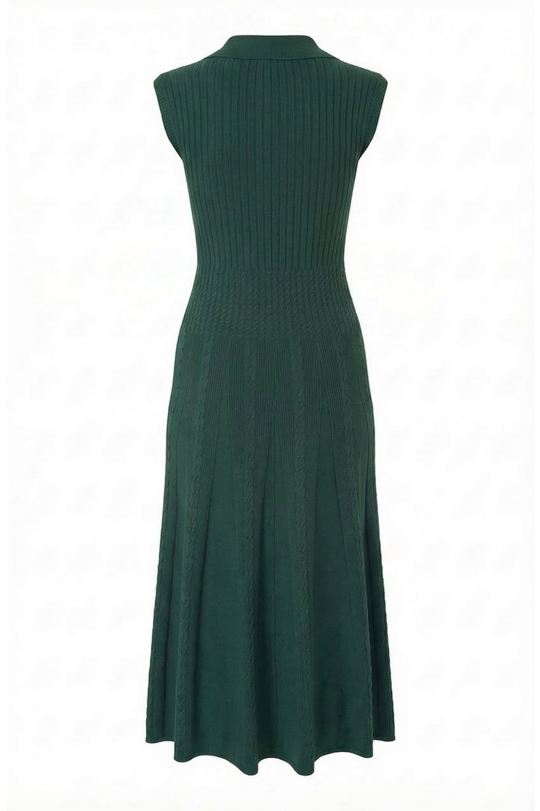 Sleeveless Collared Knit Midi Dress, Alternate, color, Green