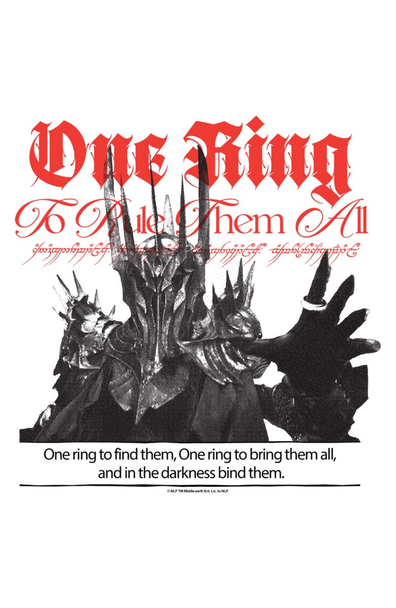 The Lord of the Rings Men's The Lord of the Rings Sauron One Ring To Rule Graphic T-Shirt, Alternate, color, White