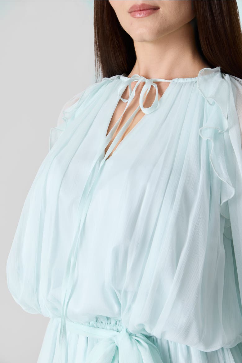 Silk Chiffon Tie Belt Short Dress, Alternate, color, Hint Of Mint